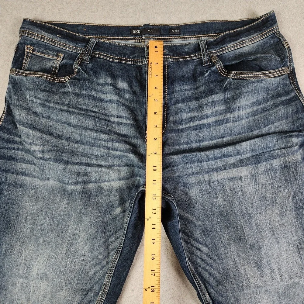 BKE Seth Jeans Mens 42x30 Medium Dark Wash Relaxed Straight Whisker Tag 42x32